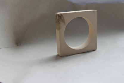 20 mm Wooden square bangle unfinished - natural eco friendly