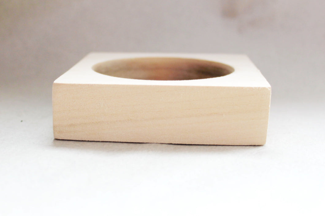 25 mm Wooden square bangle unfinished - natural eco friendly - Linden wood