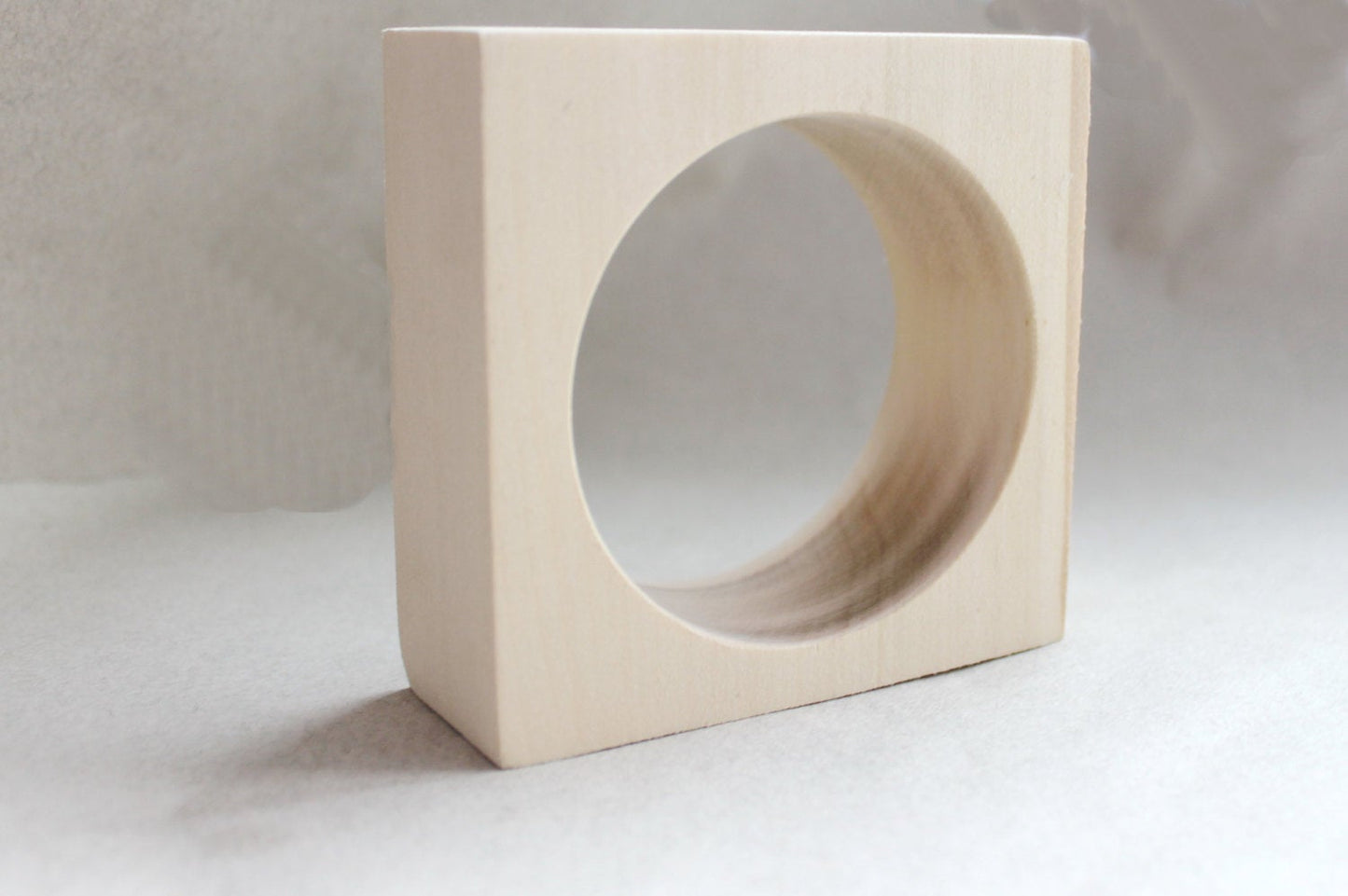 35 mm Wooden square bangle unfinished - natural eco friendly - Linden wood