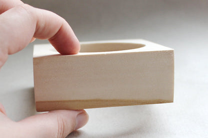 35 mm Wooden square bangle unfinished - natural eco friendly - Linden wood