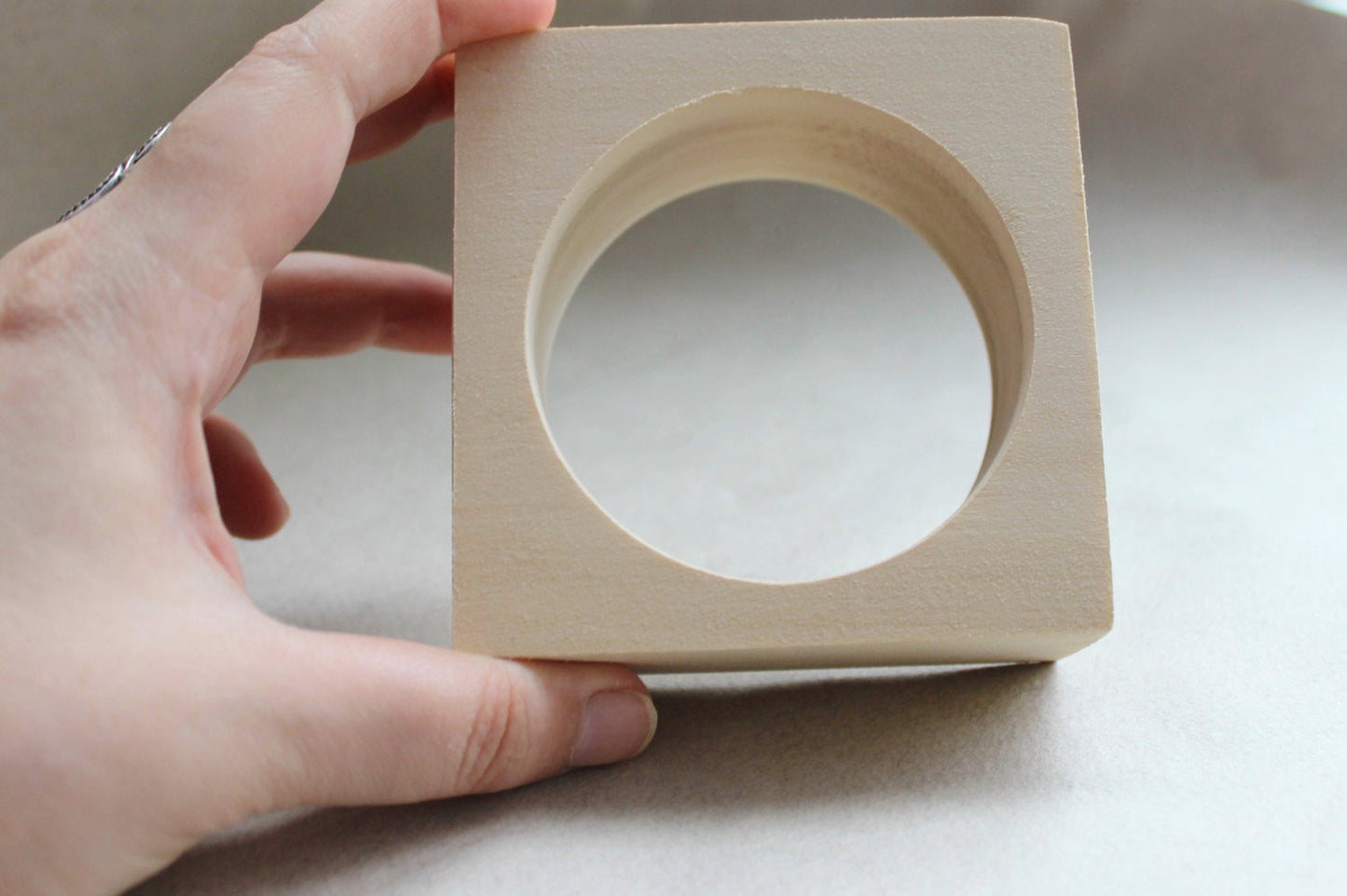 35 mm Wooden square bangle unfinished - natural eco friendly - Linden wood