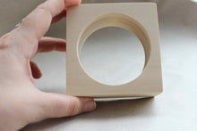 Load image into Gallery viewer, 35 mm Wooden square bangle unfinished - natural eco friendly - Linden wood
