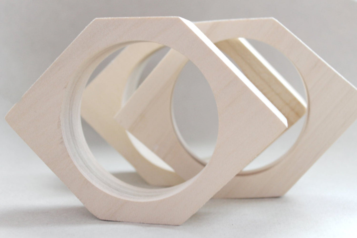 25 mm Wooden rhomboid bangle unfinished - natural eco friendly