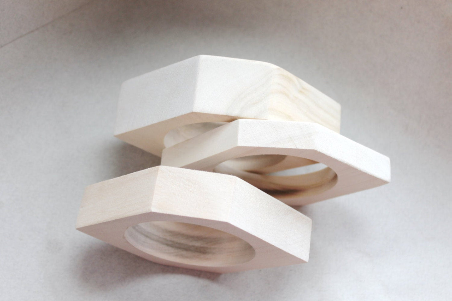 25 mm Wooden rhomboid bangle unfinished - natural eco friendly
