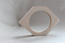 Load image into Gallery viewer, 15 mm Wooden rhomboid bangle unfinished wood - natural eco friendly
