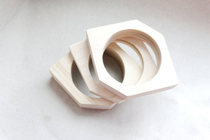 25 mm Wooden rhomboid bangle unfinished - natural eco friendly