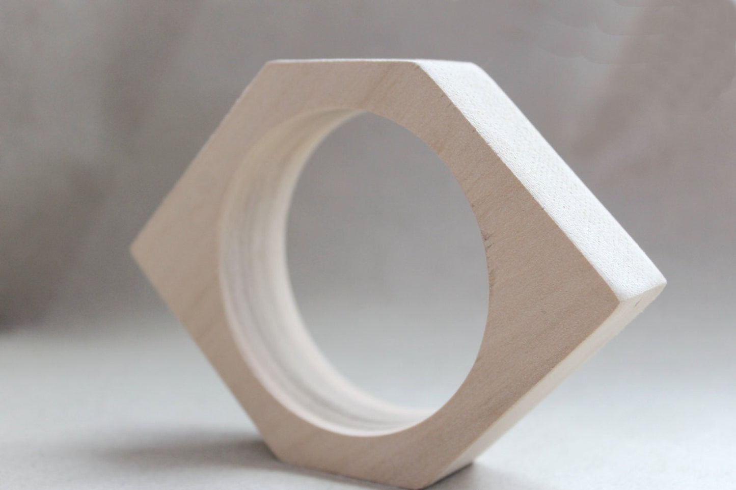 25 mm Wooden rhomboid bangle unfinished - natural eco friendly