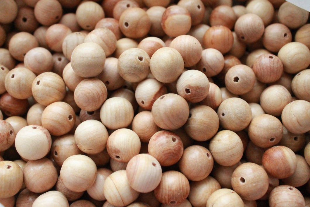 Juniper aroma beads 14 mm Natural polished - 10 pcs - eco friendly