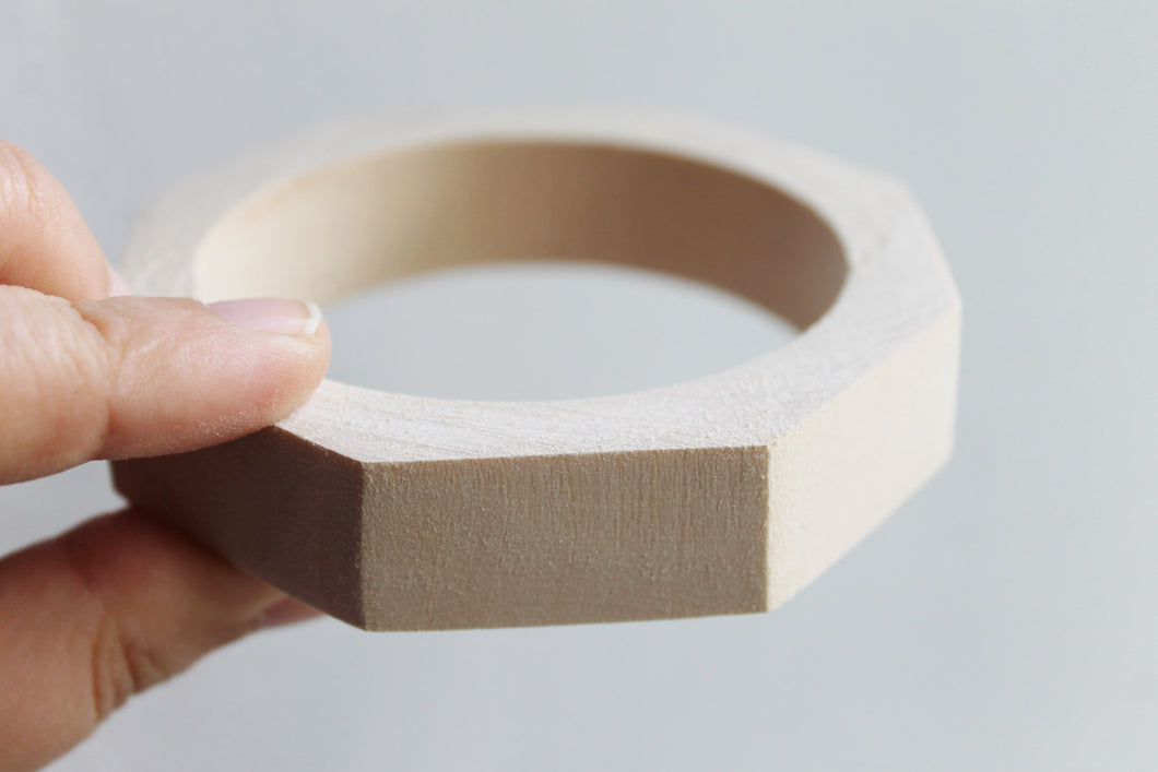20 mm Wooden bracelet unfinished round octahedral - natural eco friendly