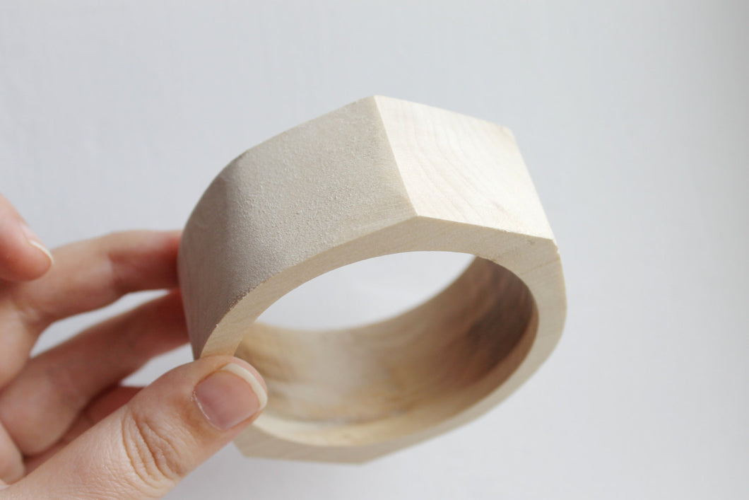 35 mm Wooden bracelet unfinished rounded rectangular - natural eco friendly