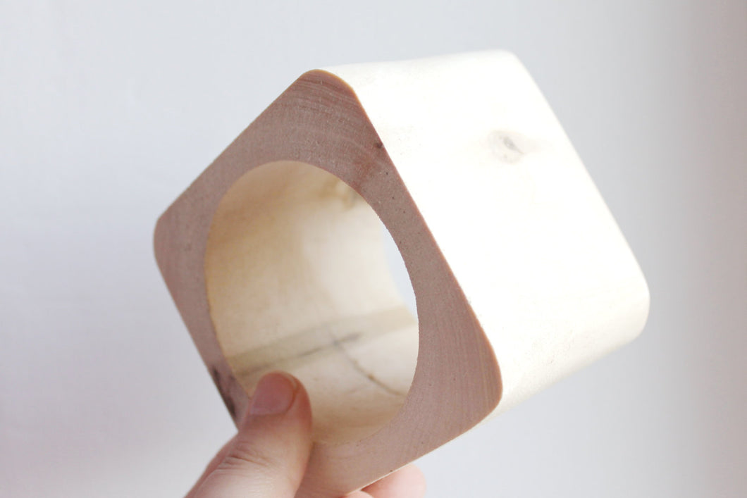 70 mm BIG Wooden bangle unfinished square - natural eco friendly