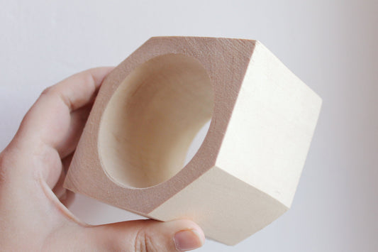 70 mm BIG Wooden rhomboid bangle unfinished - natural eco friendly