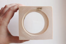 Load image into Gallery viewer, 70 mm BIG Wooden square bangle unfinished - natural eco friendly - Linden wood

