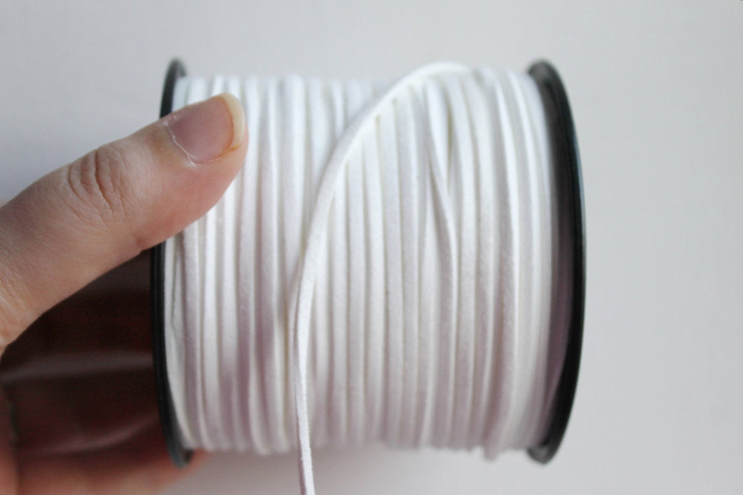 White  Suede cord - high quality soft faux cord 2 m - 2,18  yards or 6,5 feet