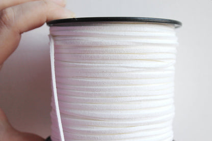 White  Suede cord - high quality soft faux cord 2 m - 2,18  yards or 6,5 feet