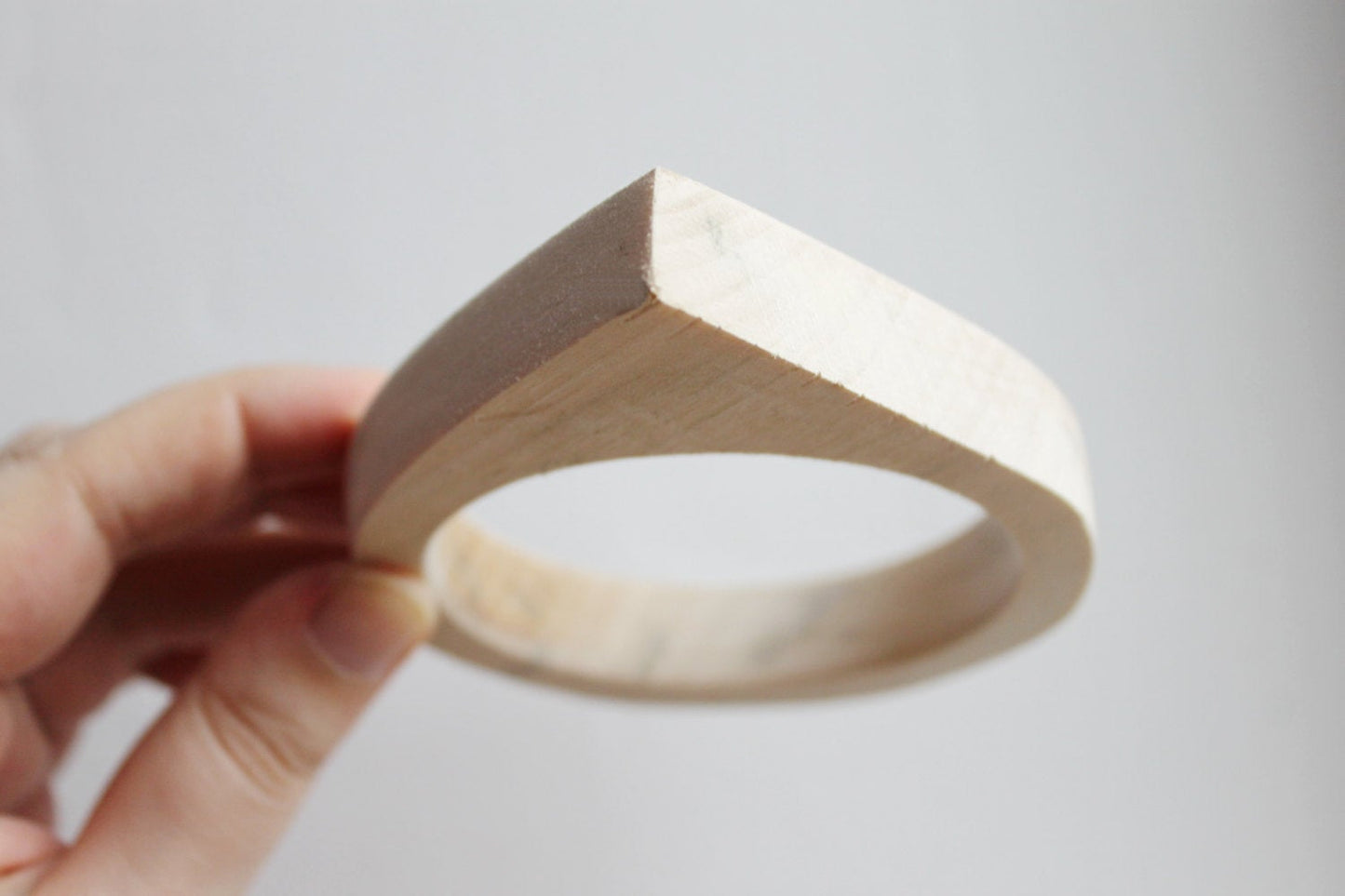 15 mm Wooden bangle unfinished round with one corner - natural eco friendly