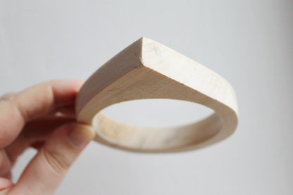 15 mm Wooden bangle unfinished round with one corner - natural eco friendly