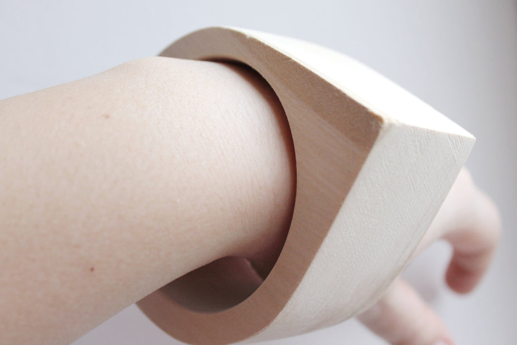 45 mm Wooden bangle unfinished round with one corner - natural eco friendly