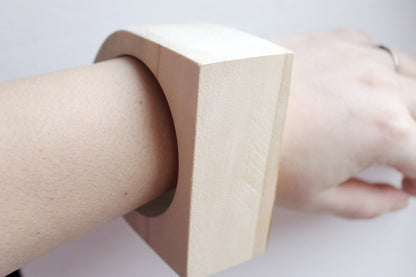 45 mm Wooden bangle unfinished round with two corners - natural eco friendly