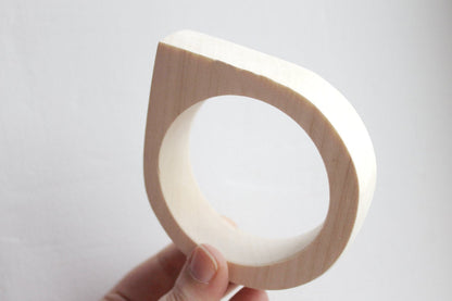 15 mm Wooden bangle unfinished round with one corner - natural eco friendly