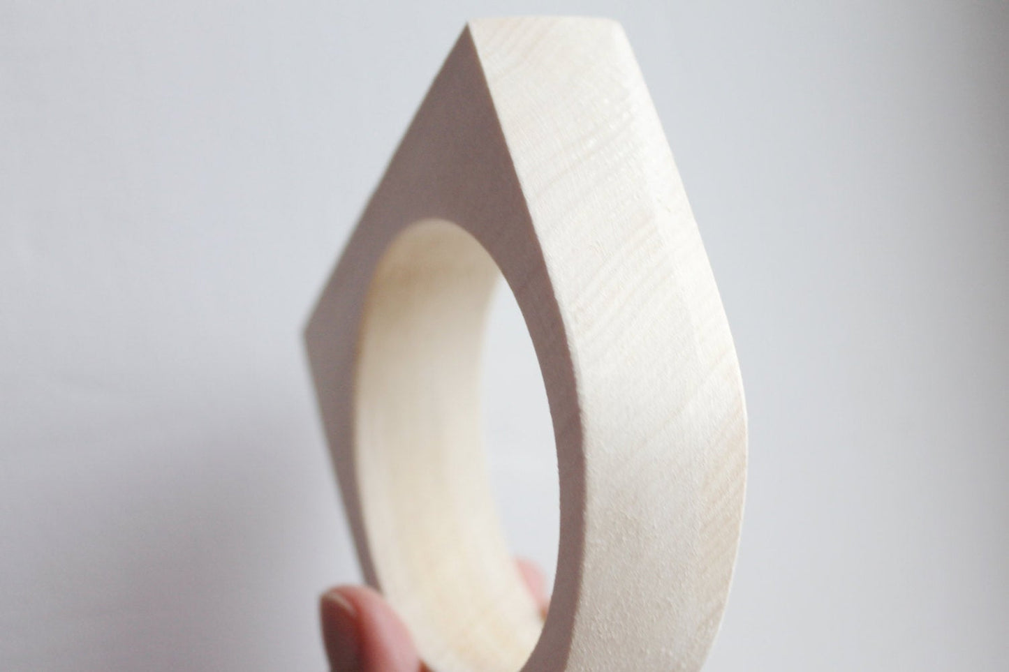 25 mm Wooden bangle unfinished round with two corners - natural eco friendly