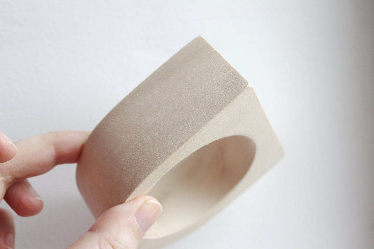 35 mm Wooden bangle unfinished round with two corners - natural eco friendly