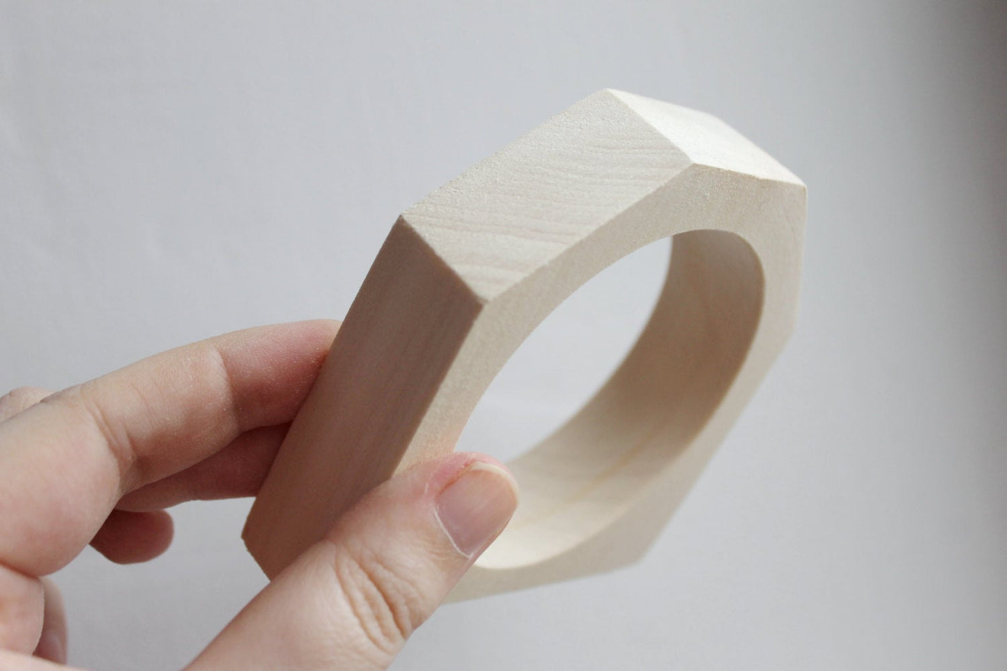 25 mm Wooden bangle unfinished hexahedral - natural eco friendly