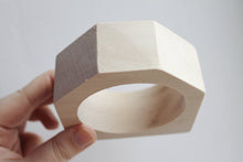Load image into Gallery viewer, 35 mm Wooden bangle unfinished hexahedral  - natural eco friendly
