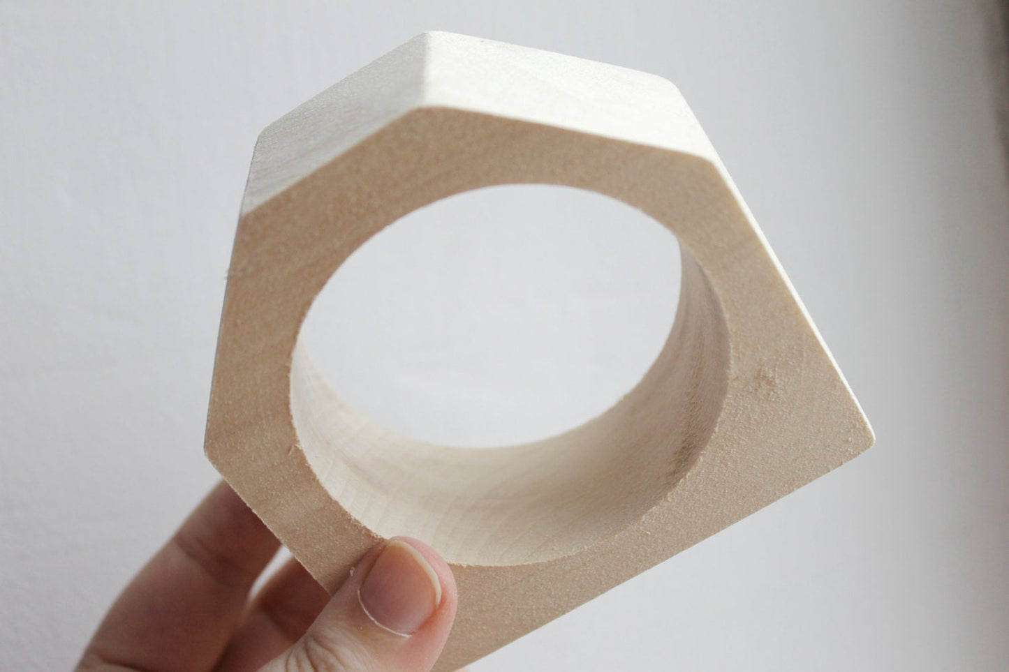 35 mm Wooden bangle unfinished hexahedral  - natural eco friendly