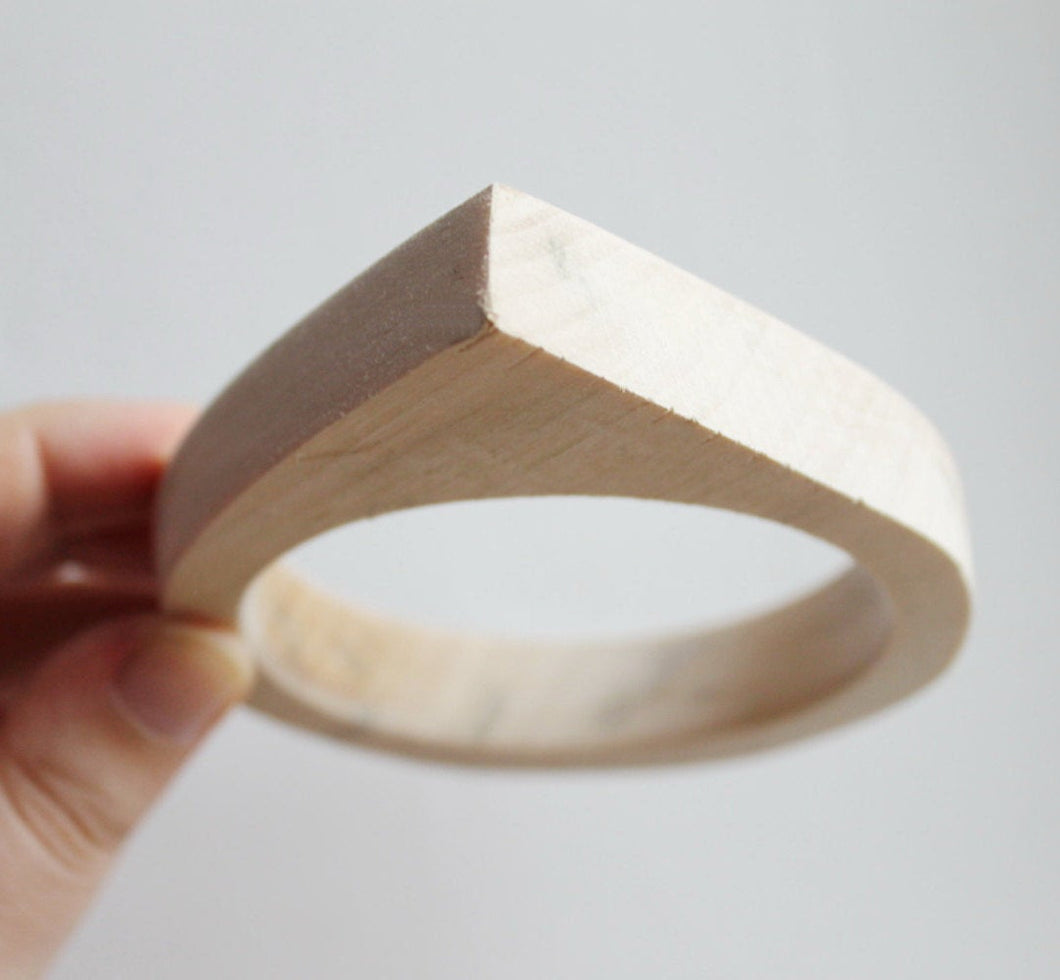 15 mm Wooden bangle unfinished round with one corner - natural eco friendly