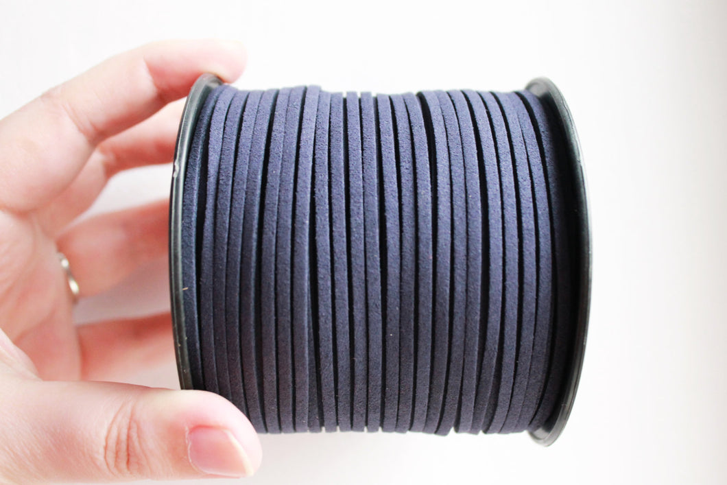Dark blue Suede cord - high quality soft faux cord 2 m - 2,18  yards or 6,5 feet