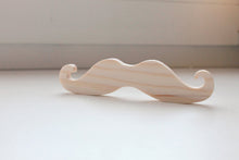 Load image into Gallery viewer, Unfinished wooden mustache bow-tie - natural - eco friendly - Pine wood
