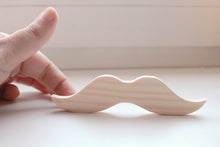 Load image into Gallery viewer, Unfinished wooden mustache-2 - bow tie - natural - eco friendly - Pine wood
