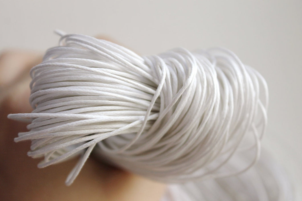 White  Wax Cotton Cord 1 mm 10 meters - 10,9 yards or 32,8 feet