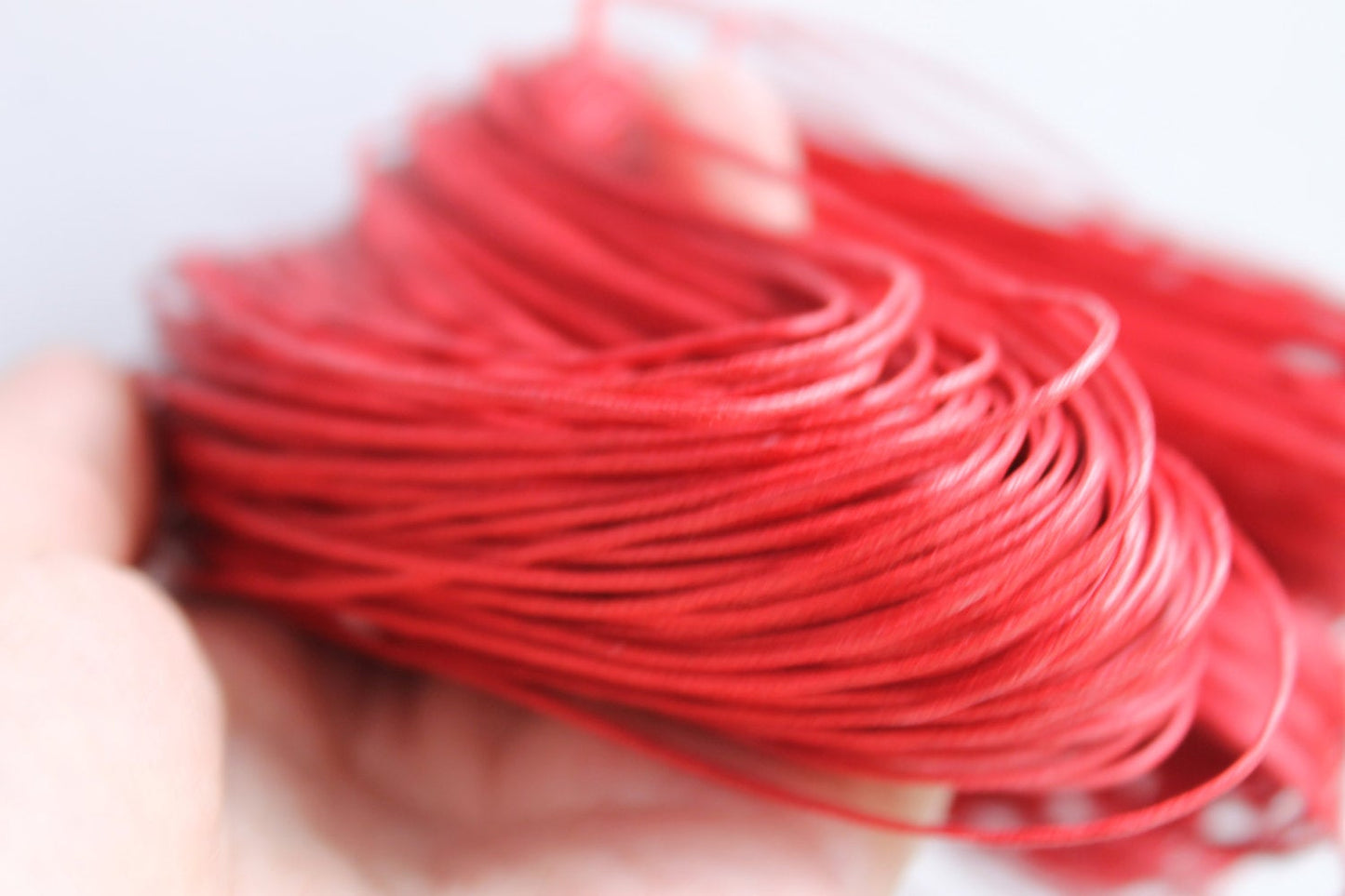 Red  Wax Cotton Cord 1mm 10 meters - 10,9 yards or 32,8 feet