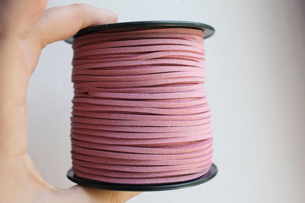 Pink Suede cord - high quality soft faux cord 2 m - 2,18  yards or 6,5 feet