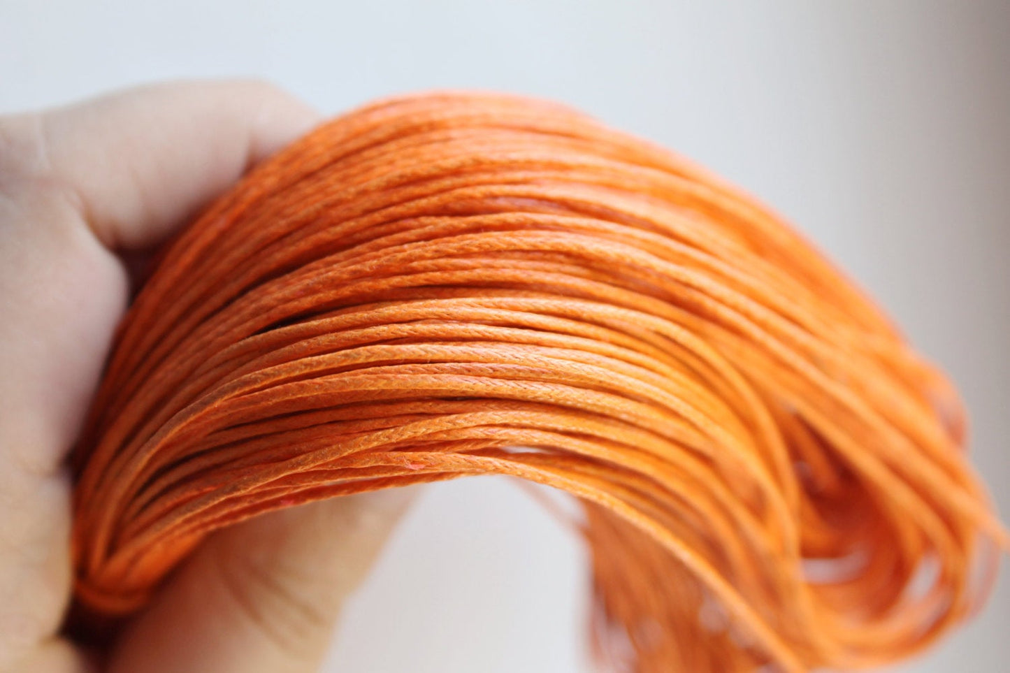 Orange  Wax Cotton Cord 1 mm 10 meters - 10,9 yards or 32,8 feet