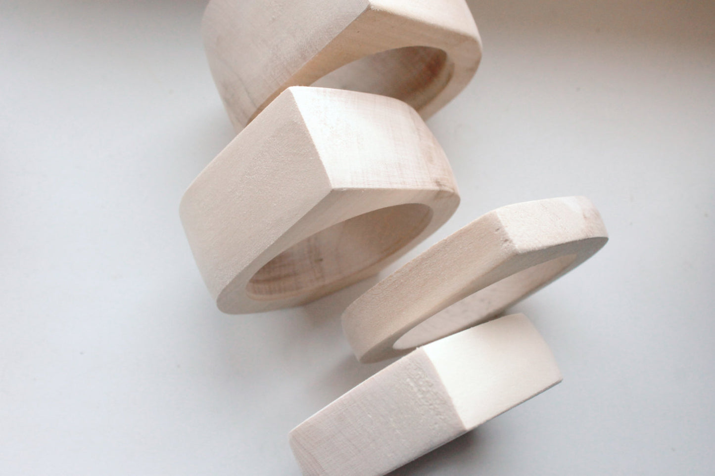 20 mm Wooden bangle unfinished rounded triangular - natural eco friendly