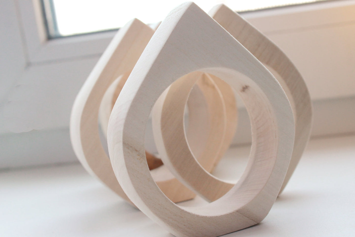 20 mm Wooden bangle unfinished rounded triangular - natural eco friendly