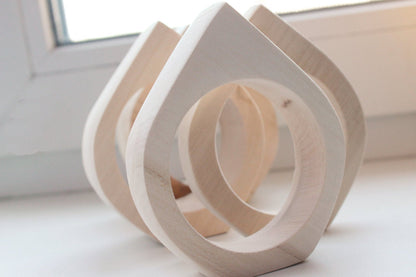 25 mm Wooden bangle unfinished rounded triangular - natural eco friendly