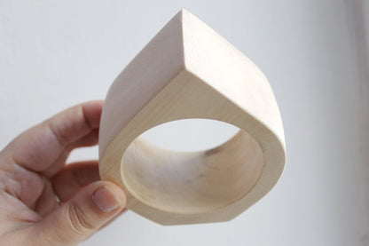 40 mm Wooden bangle unfinished rounded triangular - natural eco friendly