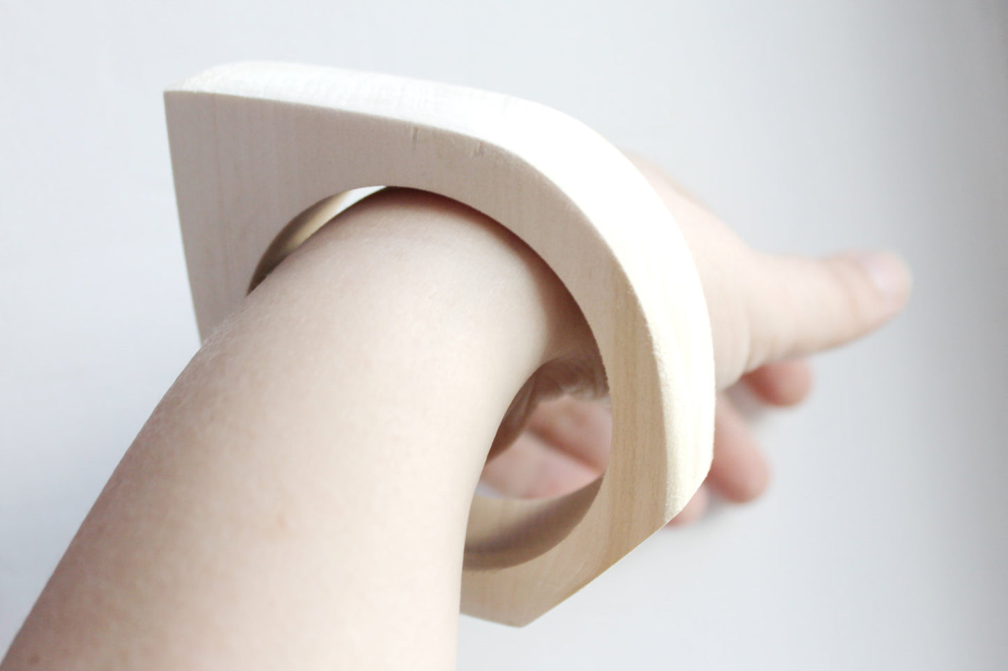 20 mm Wooden bangle unfinished rounded triangular - natural eco friendly
