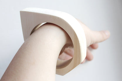 20 mm Wooden bangle unfinished rounded triangular - natural eco friendly