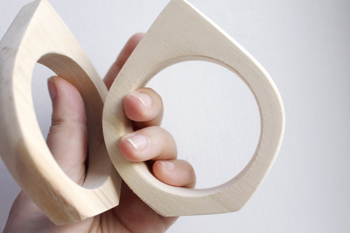 20 mm Wooden bangle unfinished rounded triangular - natural eco friendly