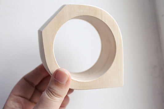 35 mm Wooden bangle unfinished rounded triangular - natural eco friendly