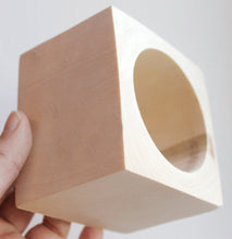 Load image into Gallery viewer, 70 mm BIG Wooden square bangle unfinished - natural eco friendly - Linden wood
