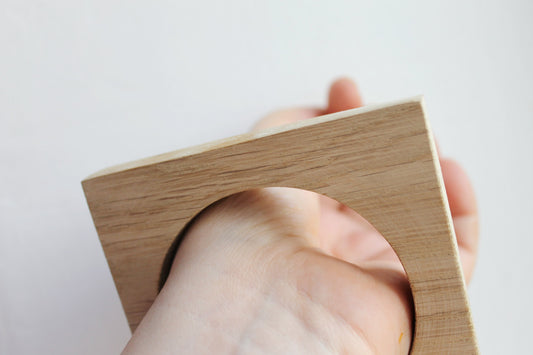 15 mm Bracelet made of OAK wood - 15 mm Wooden square bangle unfinished - natural eco friendly