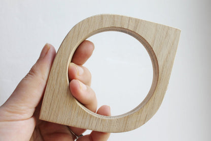 15 mm Bracelet made of OAK wood - 15 mm Wooden bracelet unfinished eye shape - natural eco friendly