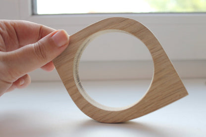 15 mm Bracelet made of OAK wood - 15 mm Wooden bracelet unfinished eye shape - natural eco friendly