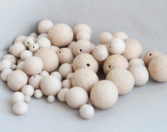 Set of sample round beads 180 pcs - 9 sizes - natural eco friendly